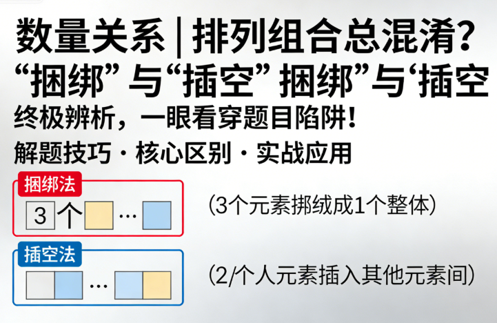 数量关系 | 排列组合总混淆？“捆绑”与“插空”终极辨析，一眼看穿题目陷阱！-爱考过