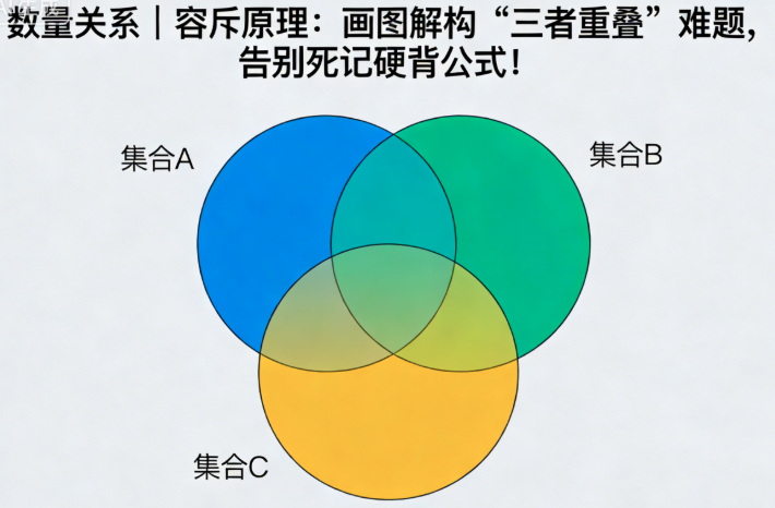 数量关系 | 容斥原理：画图解构“三者重叠”难题，告别死记硬背公式！-爱考过